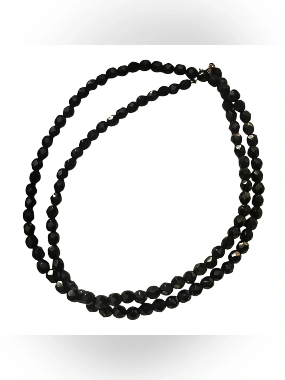 Set of 2 vintage Beaded Necklaces - Black & Clear Crystal